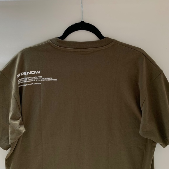 AAPE A Bathing Ape Tee T Shirt Mens M Olive Streetwear Logo Graphic Minimalist - Picture 8 of 13